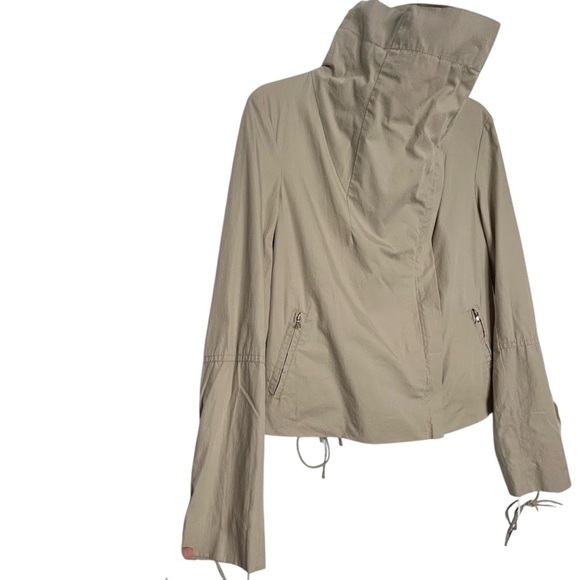 DKNY NWT Tan/Chino Moto style Cotton Blend Fall/Spring Jacket W/Lacing Details 8 - Picture 3 of 14